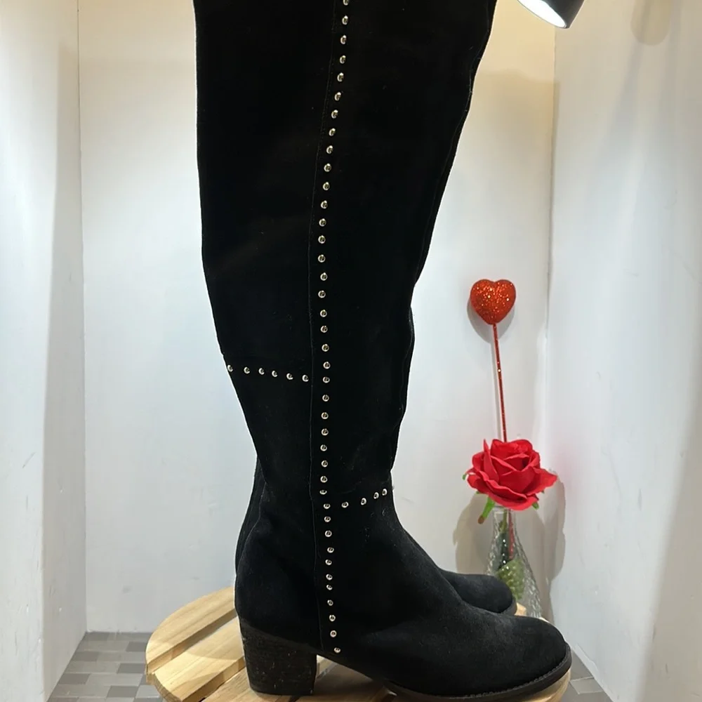 Design lab Odel leather studded‎ riding over the  knee  boots